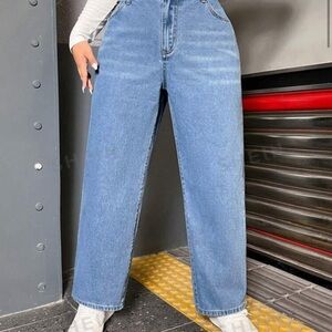 SHEIN plus high waisted straight leg jeans